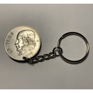 Mexico 1975 Un Peso Coin Keychain Handmade Good Luck